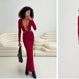 Princess Polly Cut Out Dress, Burgundy, XS, New Condition